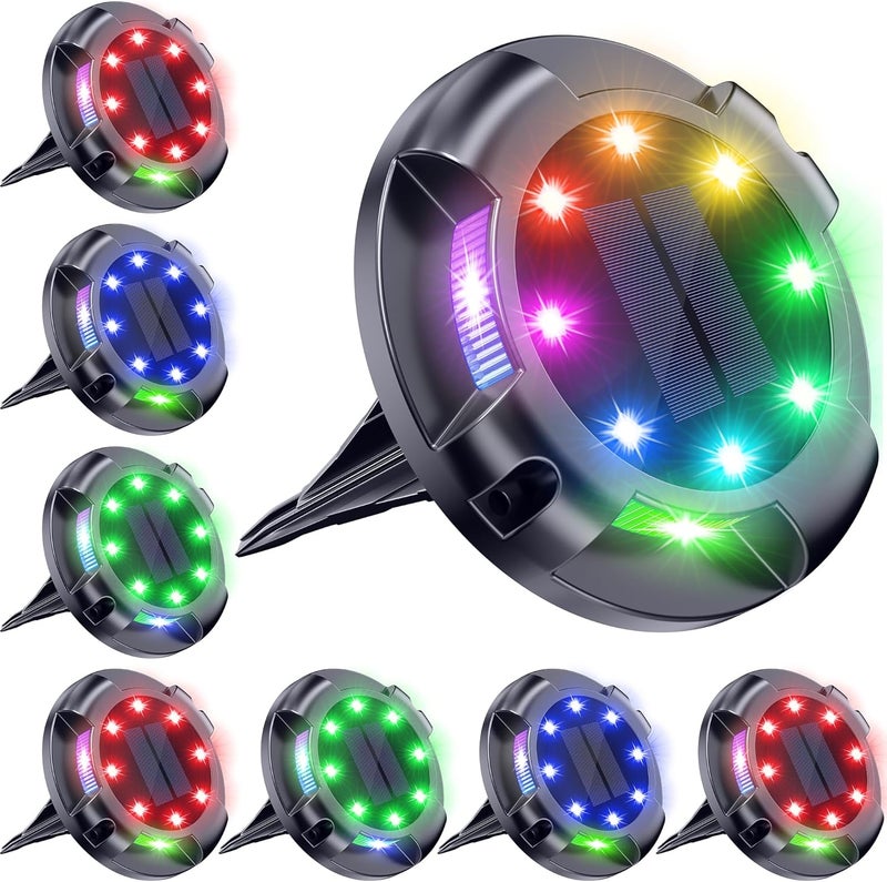 Biling Solar Pathway Lights Outdoor Uplight Sidelight, 8 Packs Multi Color Solar Ground Lights Waterproof for Yard Walkway Garden Halloween Decorations - Image 1